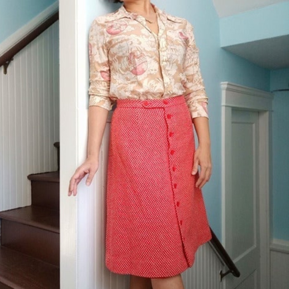 70s nubby A-line skirt